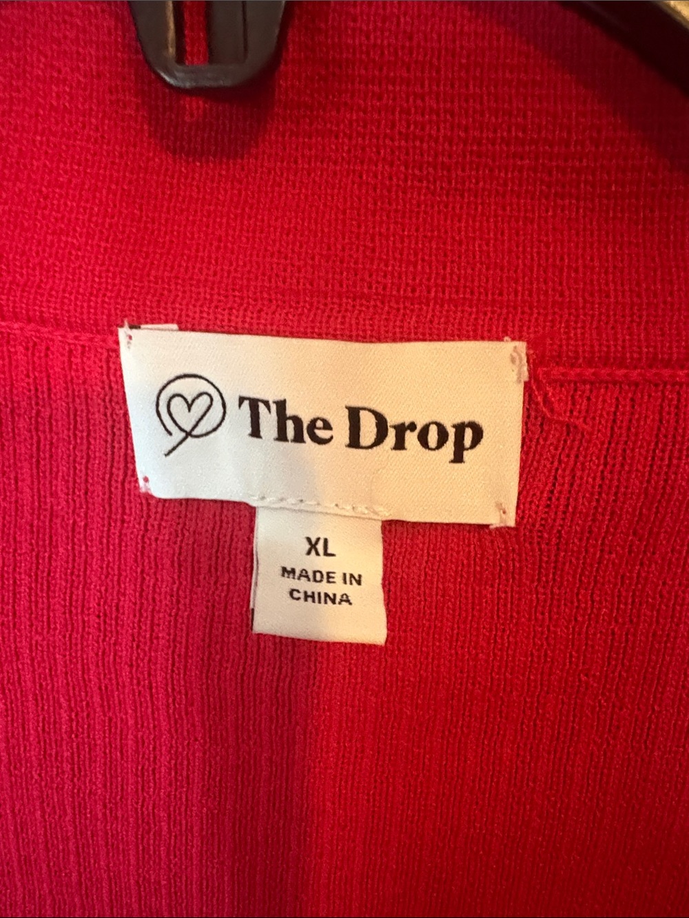 Slim Ribbed Button-Down Shirt — Red - Picture 2 of 3